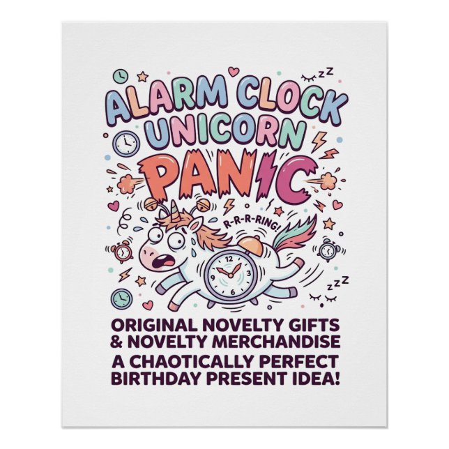 Einhorn Wecker Einhorn Panik Fett Typography  Poster (Vorderseite)