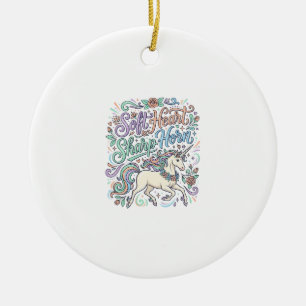 Einhorn Weiches Herz Scharfe Hörner Weißer Hinterg Keramik Ornament