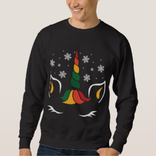 Einhorn Weihnachten Niedliche Schneeflocke Magisch Sweatshirt