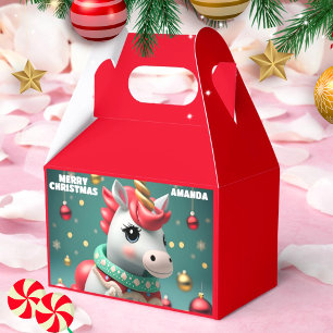 Einhorn Weihnachten Personalisiert Kids Party Rot Geschenkschachtel
