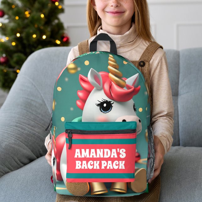 Einhorn Weihnachten Personalisierte Kinder Bedruckter Rucksack (Von Creator hochgeladen)