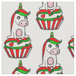 Einhorn-Weihnachts-Cupcake Stoff