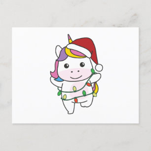 Einhorn Weihnachts Winter Tiere Feiertag Unicorns Feiertagspostkarte