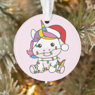 Einhorn Weihnachts Winter Tiere Feiertag Unicorns Ornament