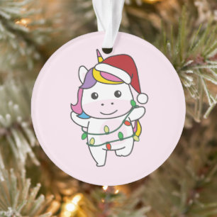 Einhorn Weihnachts Winter Tiere Feiertag Unicorns Ornament