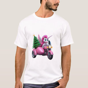 Einhorn-Weihnachtsbaum-Fahr-Motorrad-Frauen-Kind T-Shirt