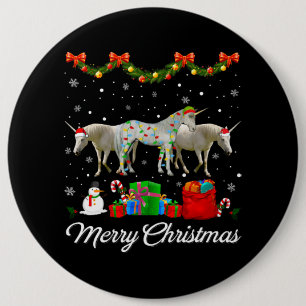 Einhorn Weihnachtsbaum Xmas Pajama Lights Tiere Button
