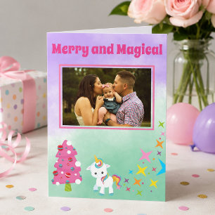 Einhorn-Weihnachtsfoto Ihrer Familie Feiertagskarte