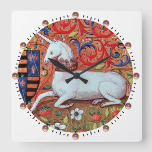 EINHORN ,Weiß Quadratische Wanduhr