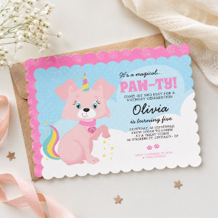 Einhorn-Welpe - Unipuppy Mädchen Geburtstag Einladung