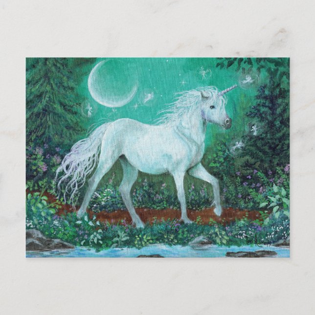 Einhorn Whispern Pines Postkarte (Vorderseite)