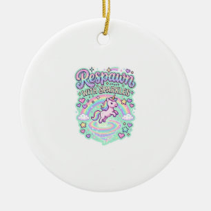 Einhorn-Wiederbelebung mit Glitzer Premium-Vektor- Keramik Ornament