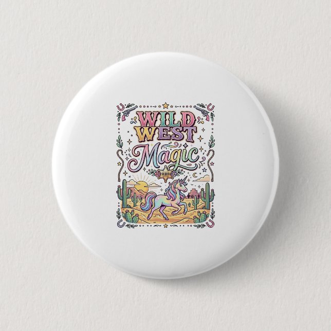 Einhorn Wild West Magie Original Button (Vorderseite)