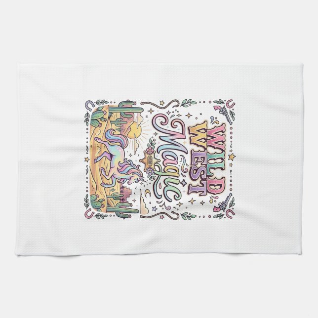 Einhorn Wild West Magie Original Geschirrtuch (Horizontal)