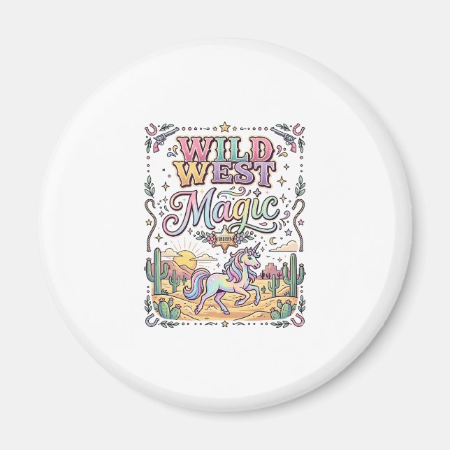 Einhorn Wild West Magie Original Magnet (Vorne)