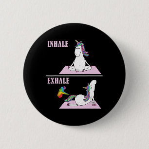 Einhorn Yoga Einatmen Ausatmen Furz Lustig Button