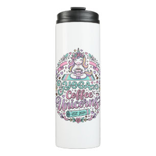 Einhorn Yoga Kaffee Einhörner Stylisches T-Shirt-D Thermosbecher