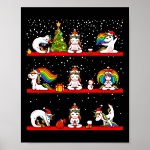 Einhorn-Yoga-Position-Weihnachts-Pyjama-Lustig-Zen Poster
