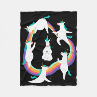 Einhorn Yoga Sonnengruß-Posen Regenbogen Meme  Fleecedecke