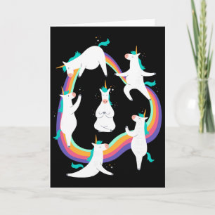 Einhorn-Yoga-Sonnengruß-Posen Regenbogen-Meme Karte