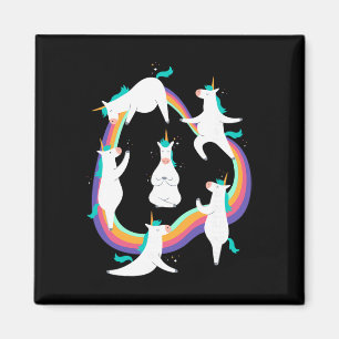 Einhorn-Yoga-Sonnengruß-Posen Regenbogen-Meme Magnet