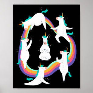 Einhorn Yoga Sonnengruß Posen Regenbogen Meme Poster