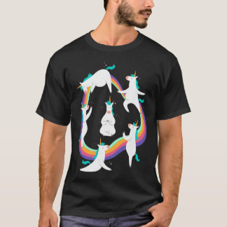 Einhorn-Yoga-Sonnengruß-Posen-Regenbogen-Meme  T-Shirt