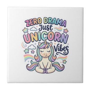 Einhorn Zero Drama Nur Einhorn Stimmung Fett Typog Fliese