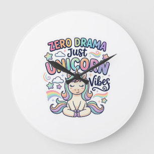 Einhorn Zero Drama Nur Einhorn Stimmung Fett Typog Große Wanduhr