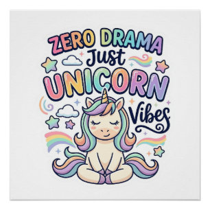 Einhorn Zero Drama Nur Einhorn Stimmung Fett Typog Poster