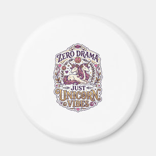 Einhorn Zero Drama Nur Einhorn Vibes Stylisch Weiß Magnet