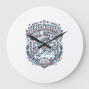 Einhorn-Ziel-Getter Retro-Stil Grafik-T-Shirt-Desi Große Wanduhr
