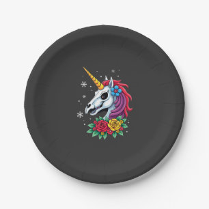 Einhorn Zucker-Schädel Mexikanische Kunst, Weihnac Pappteller