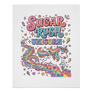 Einhorn Zuckerrausch Einhorn Kawaii Marktplatz Kun Poster