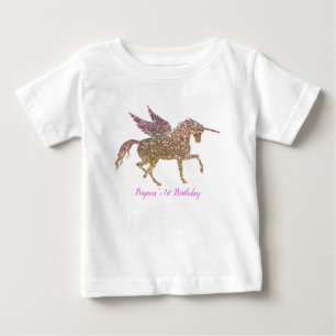 Einhorn zum 1. Geburtstag mit Regenbogen-Pastell-G Baby T-shirt