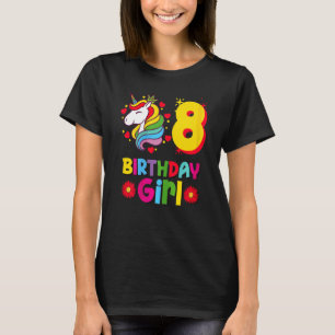 Einhorn zum 8. Geburtstag Einhorn mit Blume T-Shirt