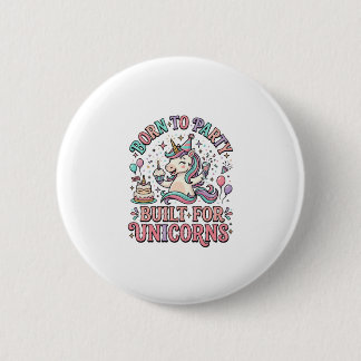 Einhorn, zum Feiern geboren, für Einhörner Retro-S Button