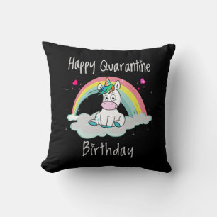 Einhorn zum Geburtstag in Quarantäne Regenbogen Kissen