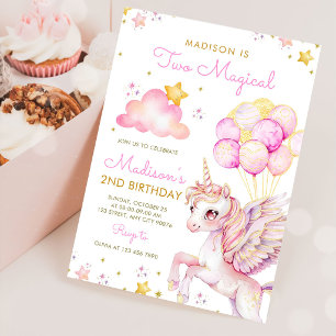 Einhorn Zwei Magisches Pastell 2. Geburtstag Einladung