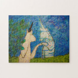 Einhornberühren Reflektion in einem Teich Puzzle