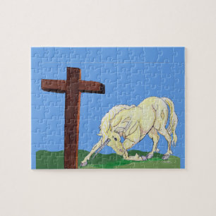 Einhornbeugen, um Christliches Rätsel zu überwinde Puzzle