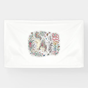 Einhornblüte mit Magie Premium Vektor-Typografie Banner