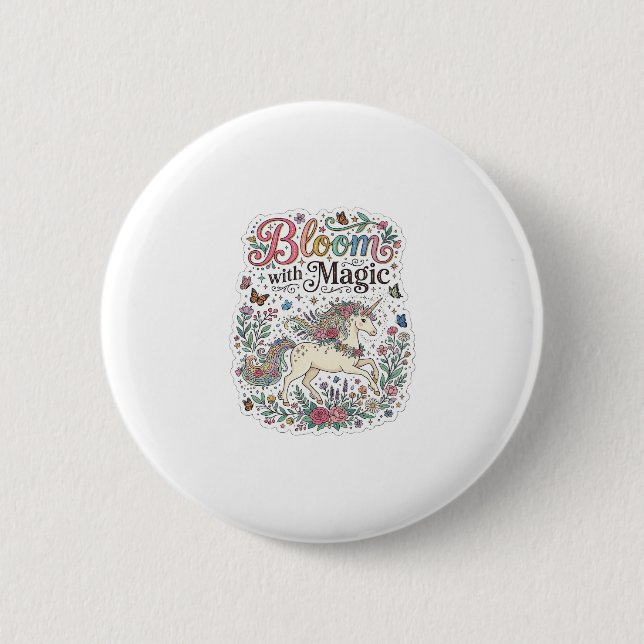 Einhornblüte mit Magie Premium-Vektor-Typografie Button (Vorderseite)