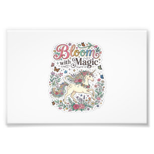 Einhornblüte mit Magie Premium Vektor-Typografie Fotodruck