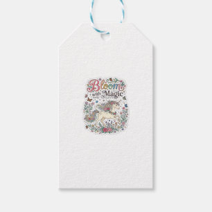 Einhornblüte mit Magie Premium Vektor-Typografie Geschenkanhänger