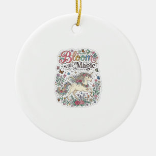 Einhornblüte mit Magie Premium Vektor-Typografie Keramik Ornament