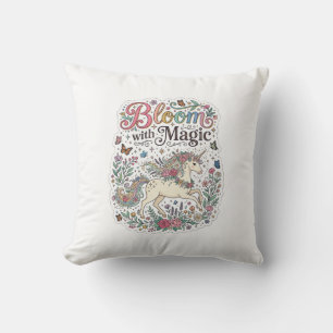Einhornblüte mit Magie Premium Vektor-Typografie Kissen