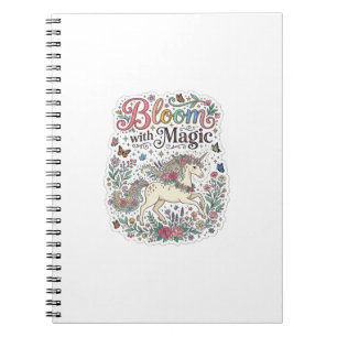 Einhornblüte mit Magie Premium Vektor-Typografie Notizblock