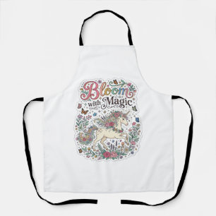 Einhornblüte mit Magie Premium Vektor-Typografie Schürze