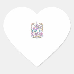 Einhornburg Träume Einhorn Weiße Hintergrund Pri Herz-Aufkleber